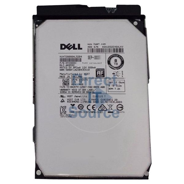 Dell 043V7V - 8TB 7.2K SAS 12.0Gbps 3.5" Hard Drive