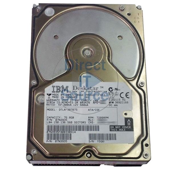 IBM 07N3935 - 76.8GB 7.2K IDE 3.5" Hard Drive