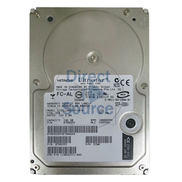 Hitachi 07N9353 - 146GB 10K Fibre Channel 2.0Gbps 3.5Inch 8MB Cache Hard Drive