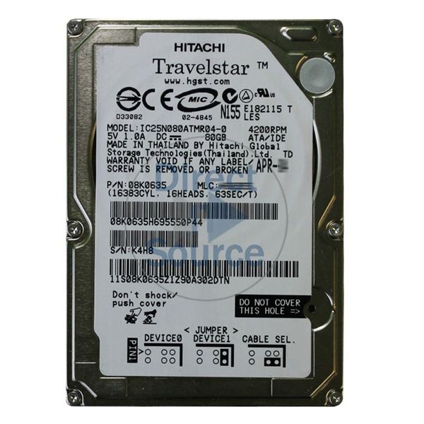 Hitachi 08K0635 - 80GB 4.2K IDE 2.5Inch 2MB Cache Hard Drive