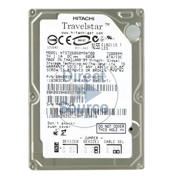 Hitachi 08K0939 - 60GB 7.2K IDE 2.5Inch 8MB Cache Hard Drive