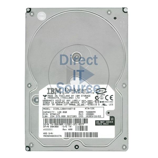 Dell 08K900 - 120GB 7.2K IDE 3.5" 2MB Cache Hard Drive