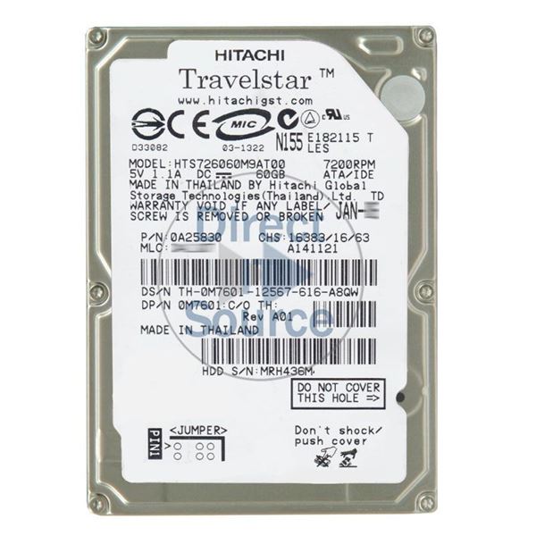 Hitachi 0A25830 - 60GB 7.2K ATA/100 2.5Inch 8MB Cache Hard Drive