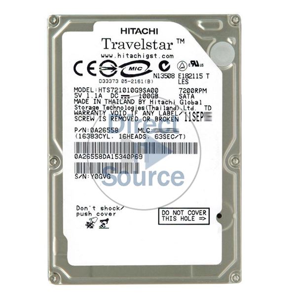 Hitachi 0A26558 - 100GB 7.2K SATA 1.5Gbps 2.5Inch 8MB Cache Hard Drive