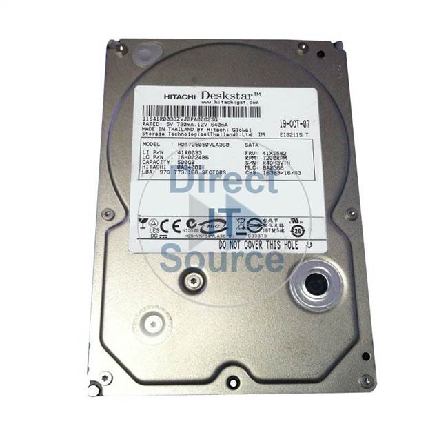 0A34001 Hitachi - 500GB 7.2K SATA 3.5" Cache Hard Drive