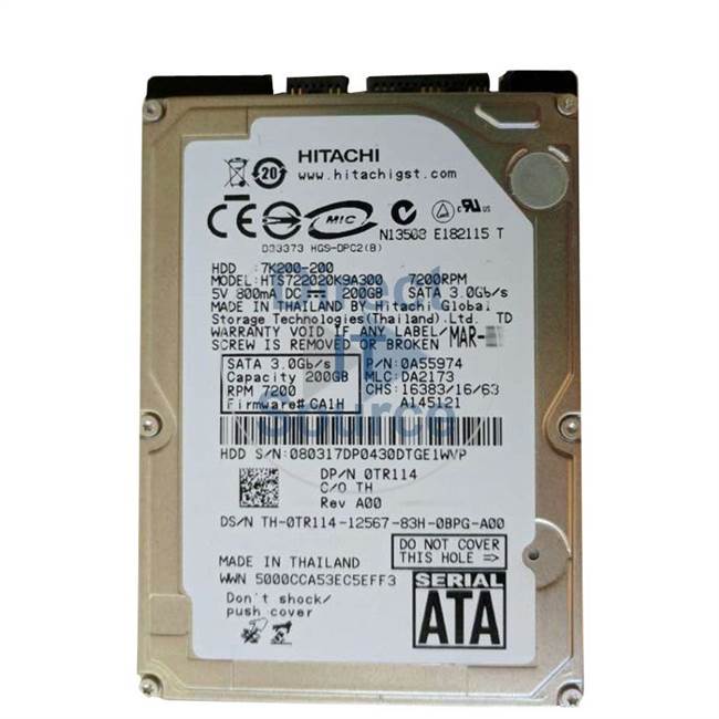 0A55974 Hitachi - 200GB 7.2K SATA 2.5" Cache Hard Drive