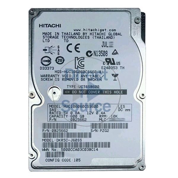 Hitachi 0B25662 - 600GB 10K SAS 2.5Inch 64MB Cache Hard Drive