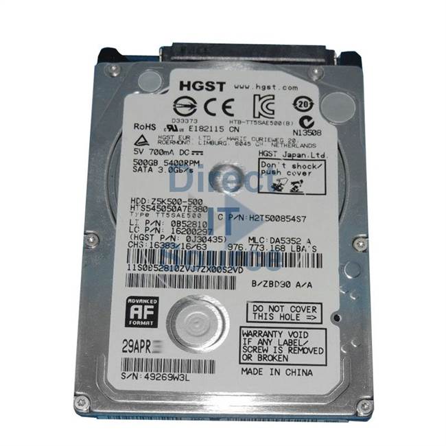 0B52810 Hitachi - 500GB 5.4K SATA 2.5" 8MB Cache Hard Drive