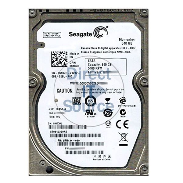 Dell 0C1K7H - 640GB 5.4K SATA 2.5" Hard Drive