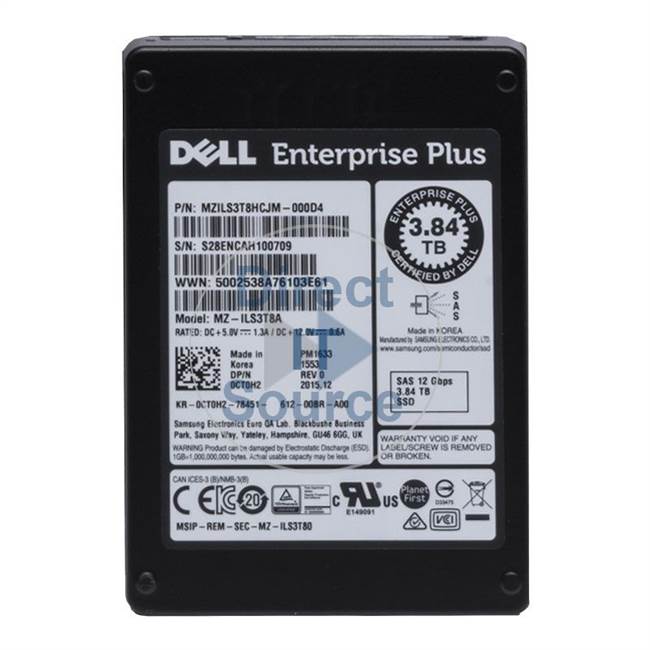 Dell 0CT0H2 - 3.84TB SAS 2.5" SSD