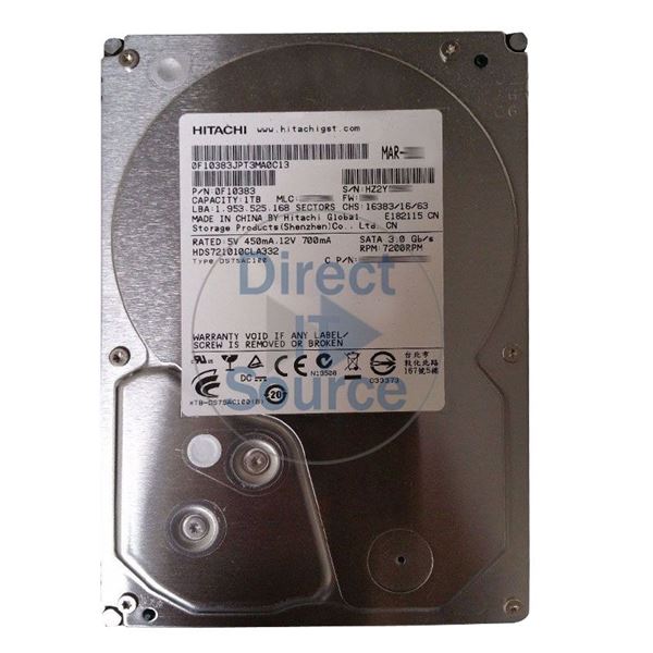 Hitachi 0F10383 - 1TB 7.2K SATA 3.0Gbps 3.5Inch 32MB Cache Hard Drive