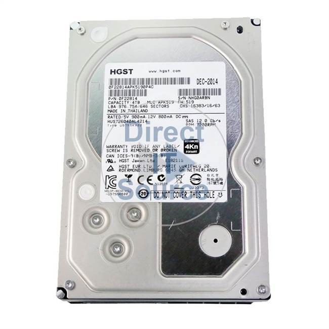 0F22814 Hitachi - 4TB 7.2K SAS 3.5" 128MB Cache Hard Drive