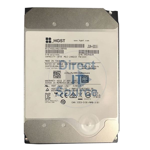 Hitachi 0F27468 - 10TB 7.2K SATA 3.5" 256MB Cache Hard Drive
