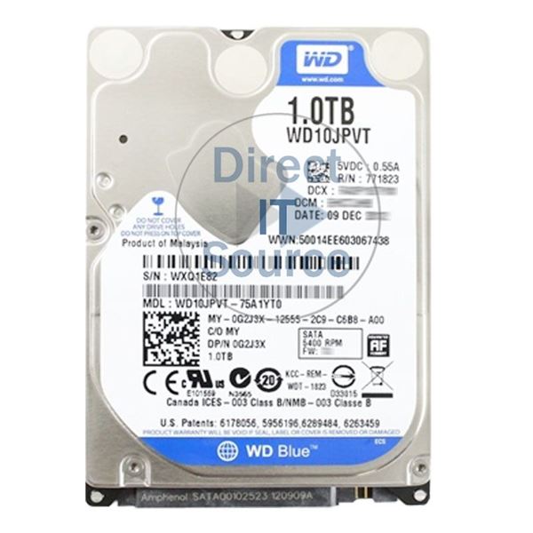 Dell 0G2J3X - 1TB 5.4K SATA 3.0Gbps 2.5" Hard Drive