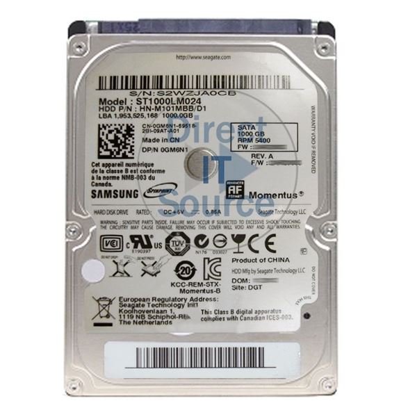 Dell 0GM6N1 - 1TB 5.4K SATA 2.5" Hard Drive