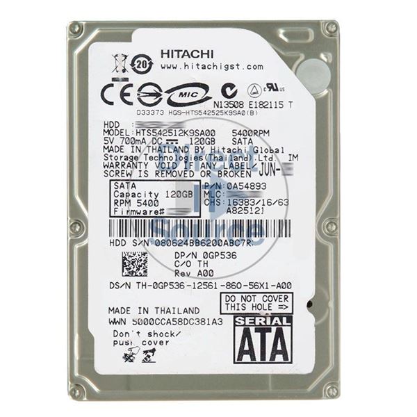 Dell 0GP536 - 120GB 5.4K SATA 2.5" 8MB Cache Hard Drive
