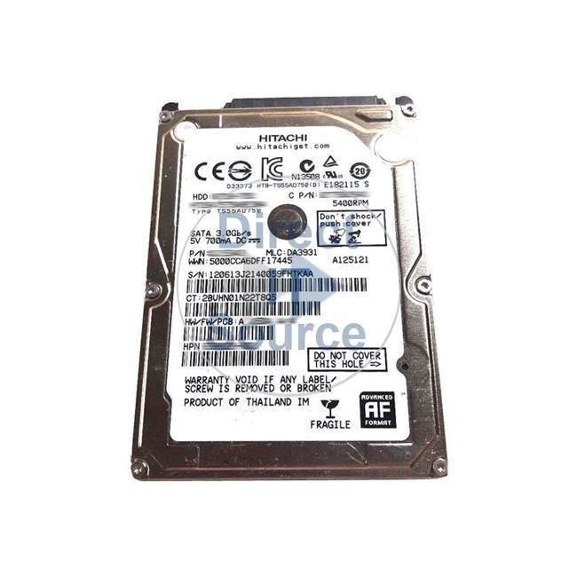 0J18761 Hitachi - 500GB 7.2K SATA 2.5" Cache Hard Drive