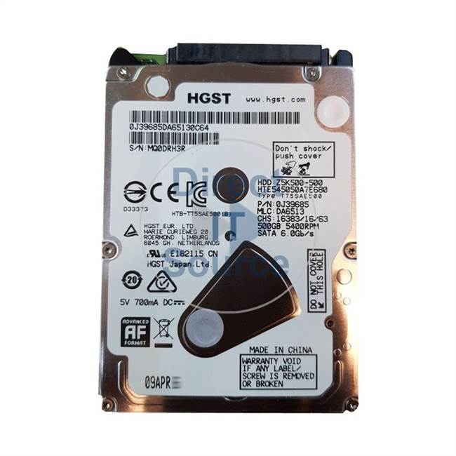 0J39685 Hitachi - 500GB 5.4K SATA 2.5" Cache Hard Drive