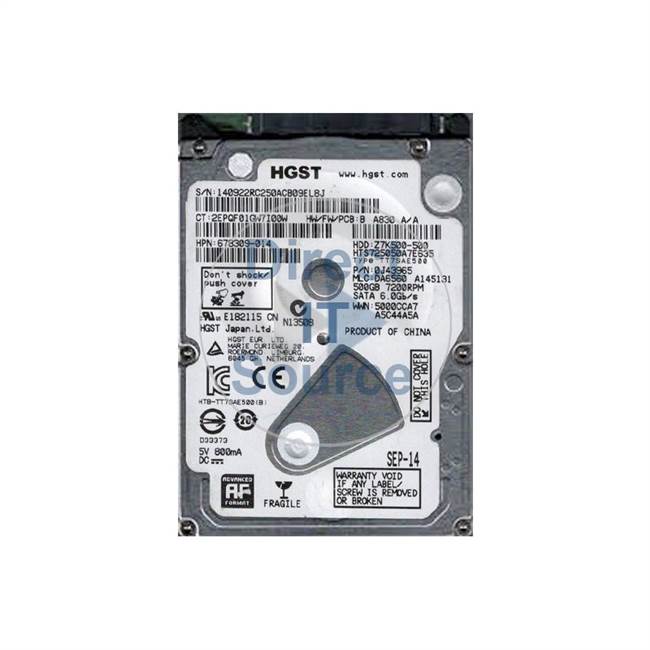 0J43965 Hitachi - 500GB 7.2K SATA 2.5" 32MB Cache Hard Drive