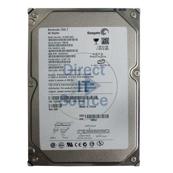 Dell 0JC407 - 40GB 7.2K SATA 3.5" Hard Drive