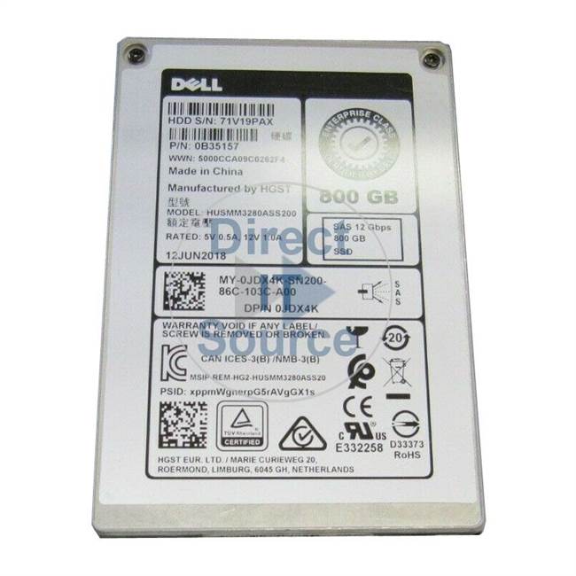 Dell 0JDX4K - 800GB SAS 2.5" SSD