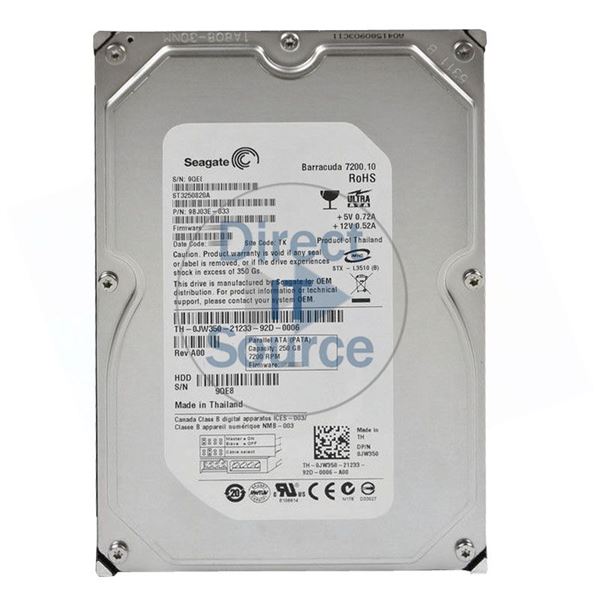 Dell 0JW350 - 250GB 7.2K ATA/100 3.5" 8MB Cache Hard Drive