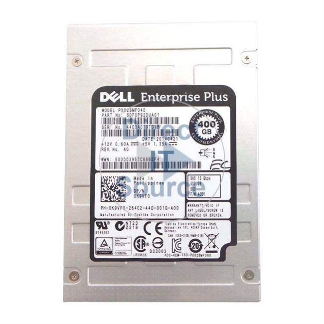 Dell 0K9VF0 - 400GB SAS 12Gbps 2.5" SSD