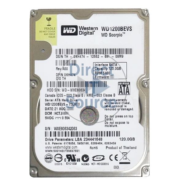 Dell 0KH474 - 120GB 5.4K SATA 2.5" Hard Drive