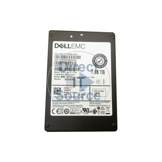 Dell 0RRXD7 - 7.68TB SAS 12Gbps 2.5" SSD