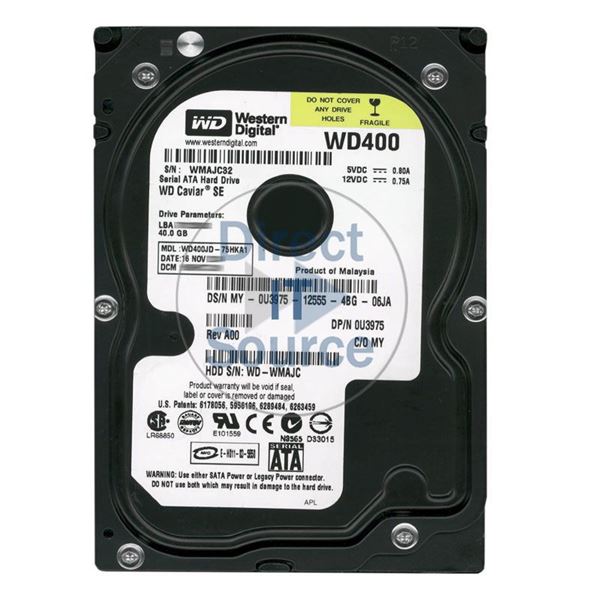 Dell 0U3975 - 40GB 7.2K SATA 3.5" 2MB Cache Hard Drive