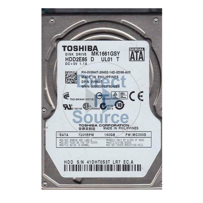 0V9N4T Dell - 160GB 7.2K SATA 2.5" Cache Hard Drive