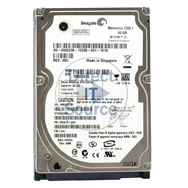 Dell 0WG239 - 60GB 7.2K SATA 2.5" 8MB Cache Hard Drive