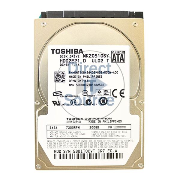 Dell 0WT148 - 200GB 7.2K SATA 2.5" Hard Drive