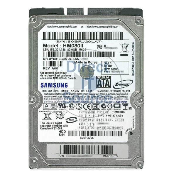 Dell 0Y6913 - 80GB 5.4K SATA 2.5" 8MB Cache Hard Drive