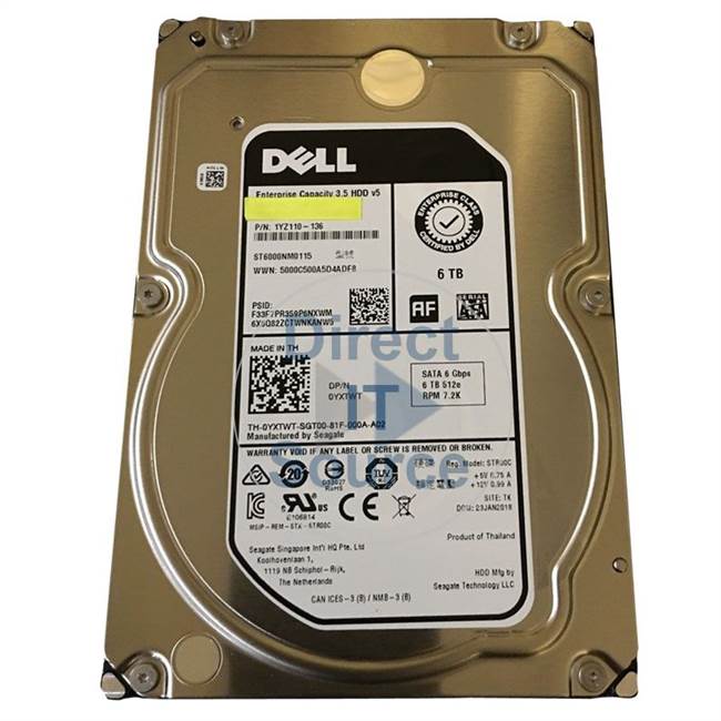 Dell 0YXTWT - 6TB 7.2K SATA 3.5" Hard Drive