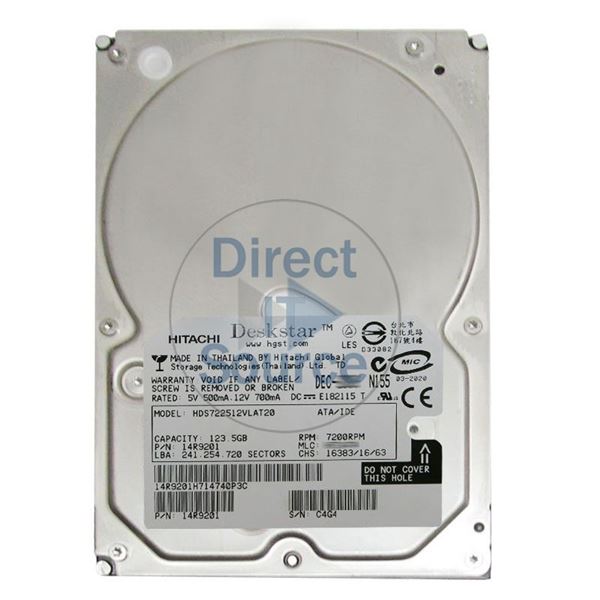 Hitachi 14R9201 - 123.5GB 7.2K IDE 3.5Inch 2MB Cache Hard Drive