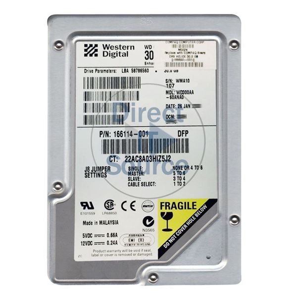 HP 166114-001 - 30GB 5.4K IDE 3.5" Hard Drive