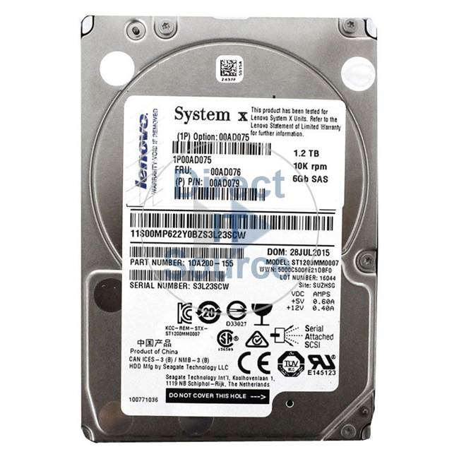 1DA200-155 IBM - 1.2TB 10K SAS 6.0Gbps 2.5" Cache Hard Drive