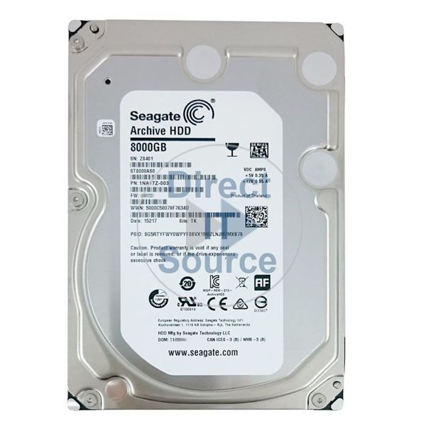 Seagate 1NA17Z-003 - 8TB  5.9K SATA 6.0Gbps 3.5" 128MB Cache Hard Drive