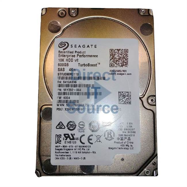 1RY202-004 Seagate - 600GB 10K SAS 2.5" Cache Hard Drive