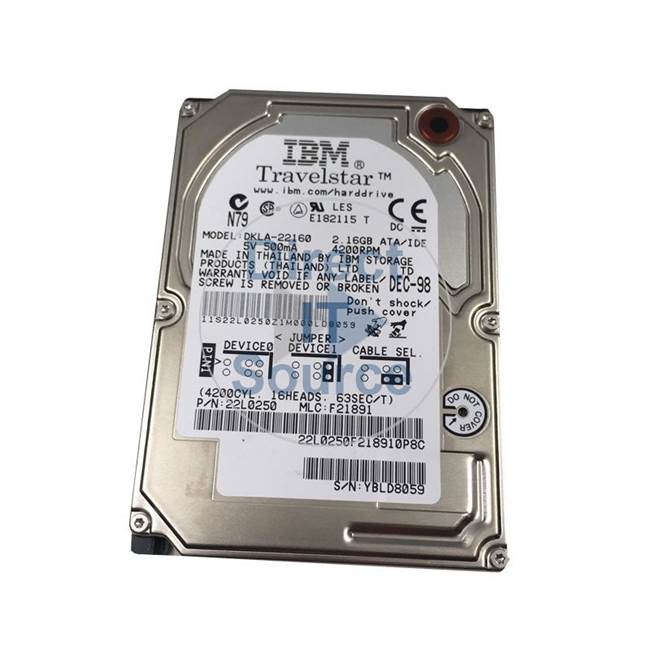 22L0250 IBM - 2.16GB 4.2K IDE 2.5" Cache Hard Drive