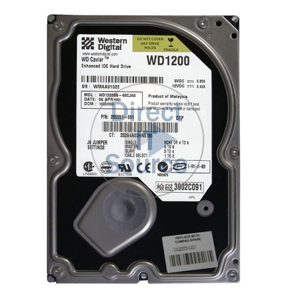 HP 255551-001 - 120GB 7.2K IDE 3.5" 2MB Cache Hard Drive