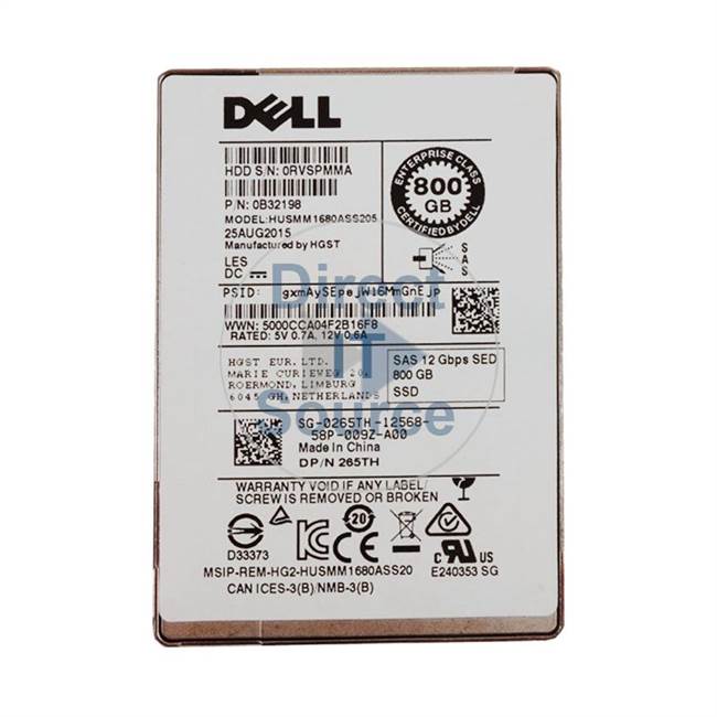 Dell 265TH - 800GB SAS 2.5" SSD