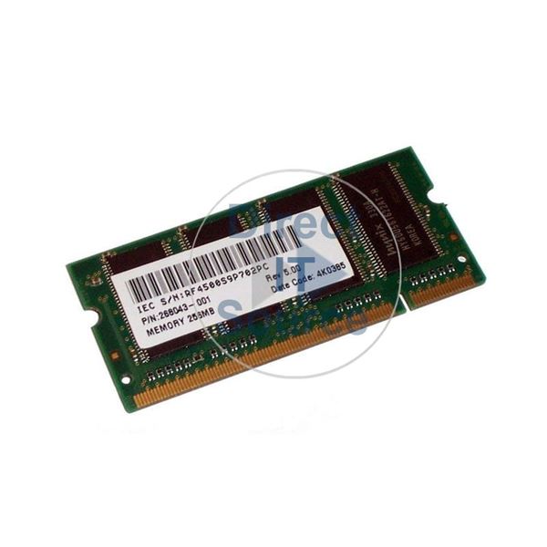 HP 268043-001 - 256MB DDR PC-2100 Non-ECC Unbuffered 200-Pins Memory