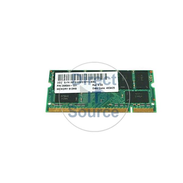 HP 268044-021 - 512MB DDR PC-2700 Non-ECC Unbuffered 200-Pins Memory