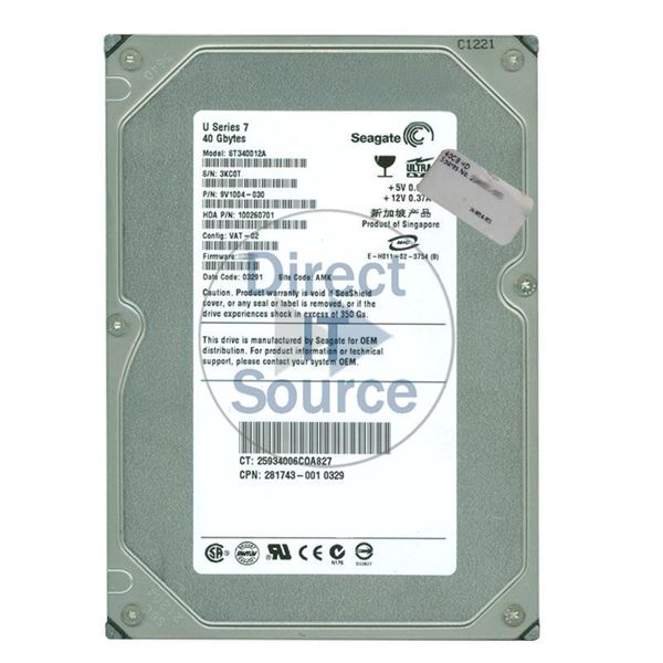 HP 281743-001 - 40GB 5.4K IDE 3.5" Hard Drive