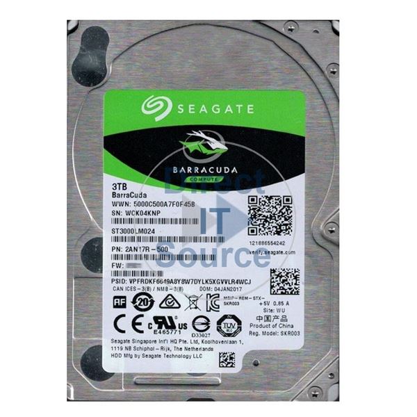 Seagate 2AN17R-500 - 3TB 5.4K SATA 6.0Gbps 3.5" 128MB Cache Hard Drive