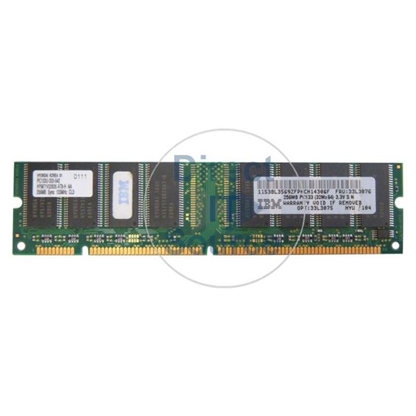 IBM 33L3076 - 256MB SDRAM PC-133 Non-ECC Unbuffered 168-Pins Memory