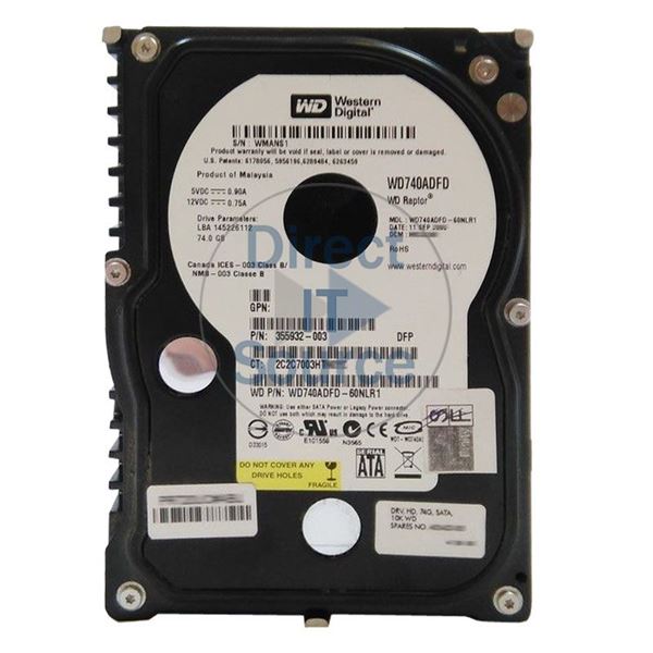 HP 355932-003 - 74GB 10K SATA 3.5" Hard Drive