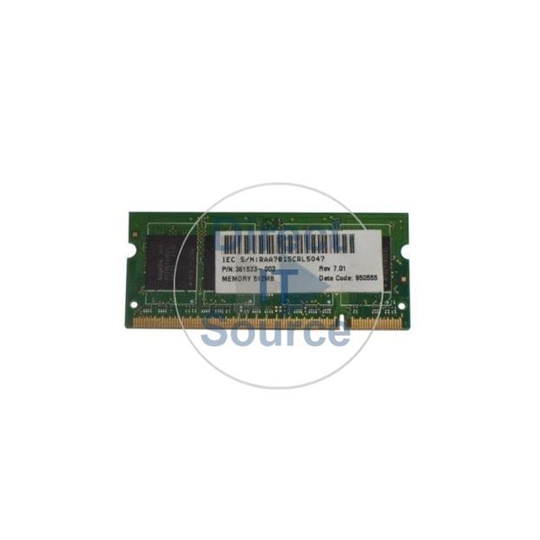 HP 361523-002 - 512MB DDR2 PC2-3200 Non-ECC Unbuffered 200-Pins Memory